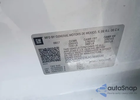 2018 Chevrolet Silverado 1500 2Lt z USA, uszkodzony, nr VIN 3GCUKREC5JG166031